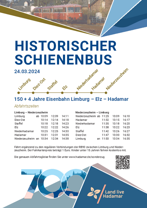Fahrplan historischer Schienenbus Hadamar